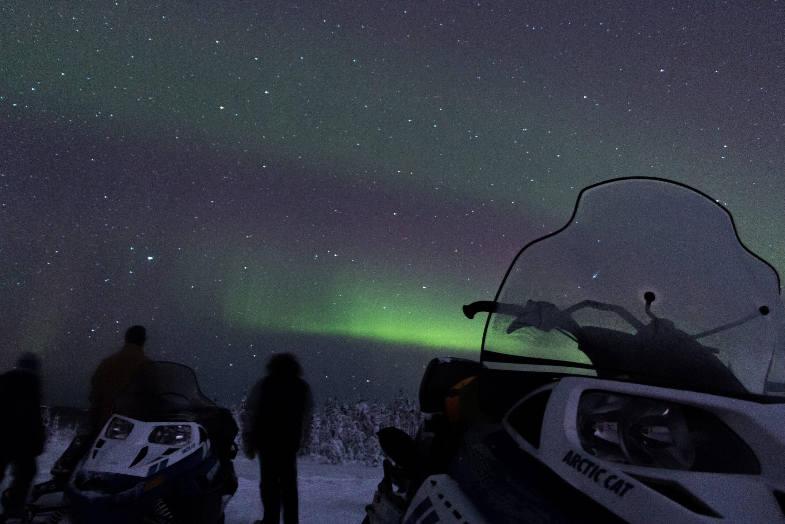 Aurora Sleighers snowmobile snow machine tour Northern Lights Fairbanks